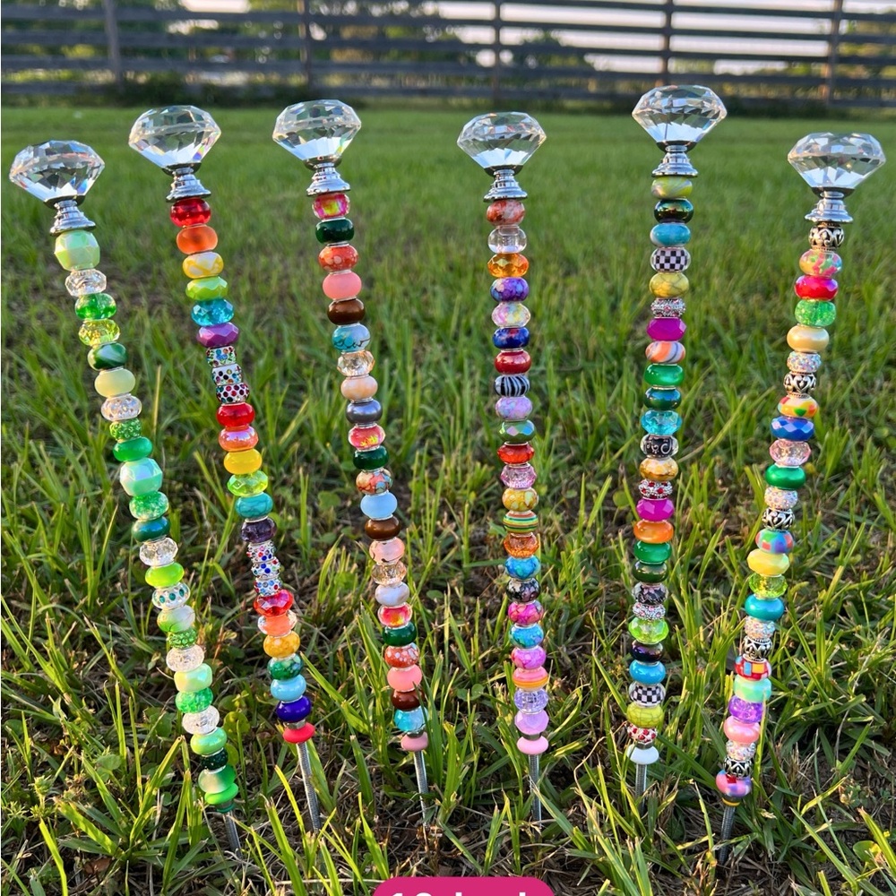 12 inch Colorful Beaded Garden Stakes